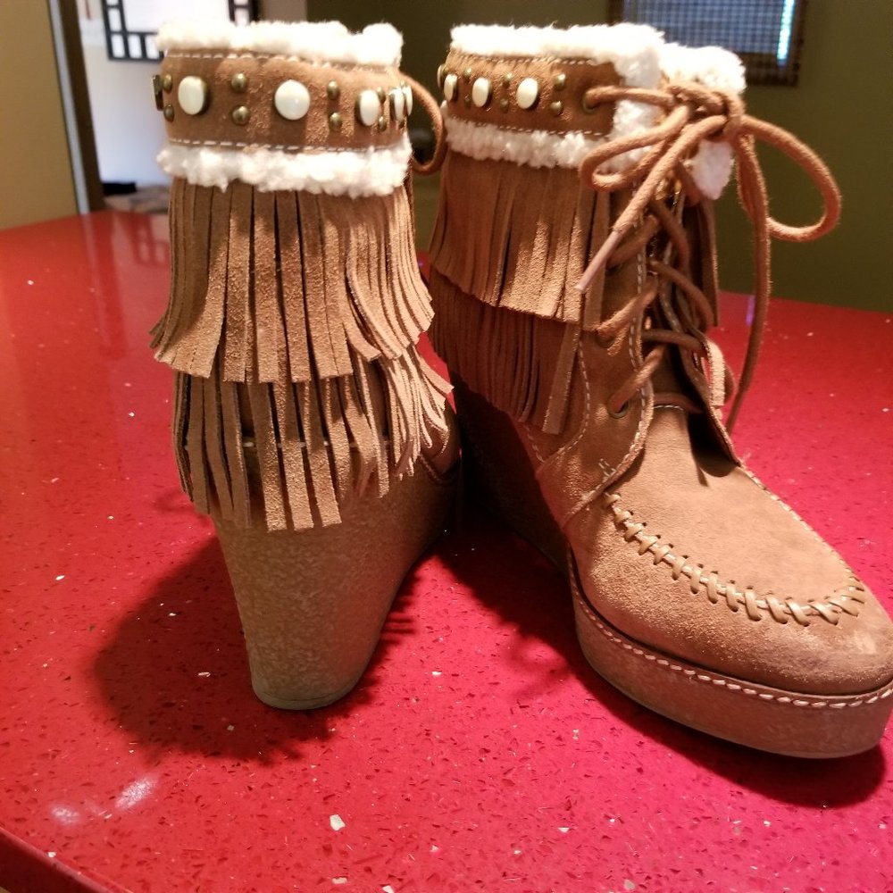 Sam Edelman wedge western suede booties-size 9-1/2